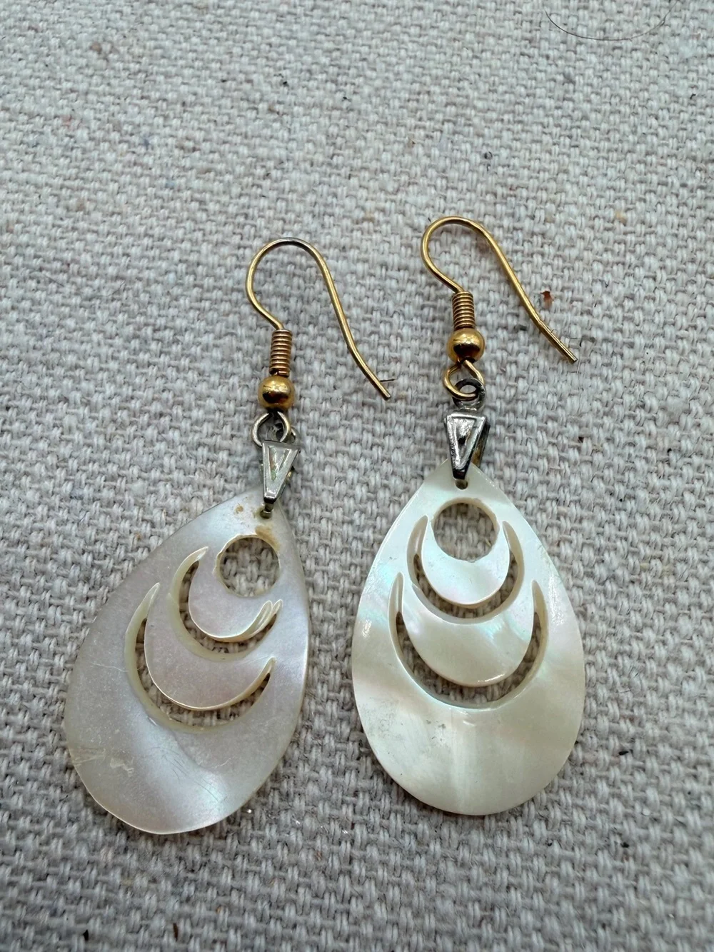 Luminescent White Mother-of-Pearl Teardrop Dangle Earrings